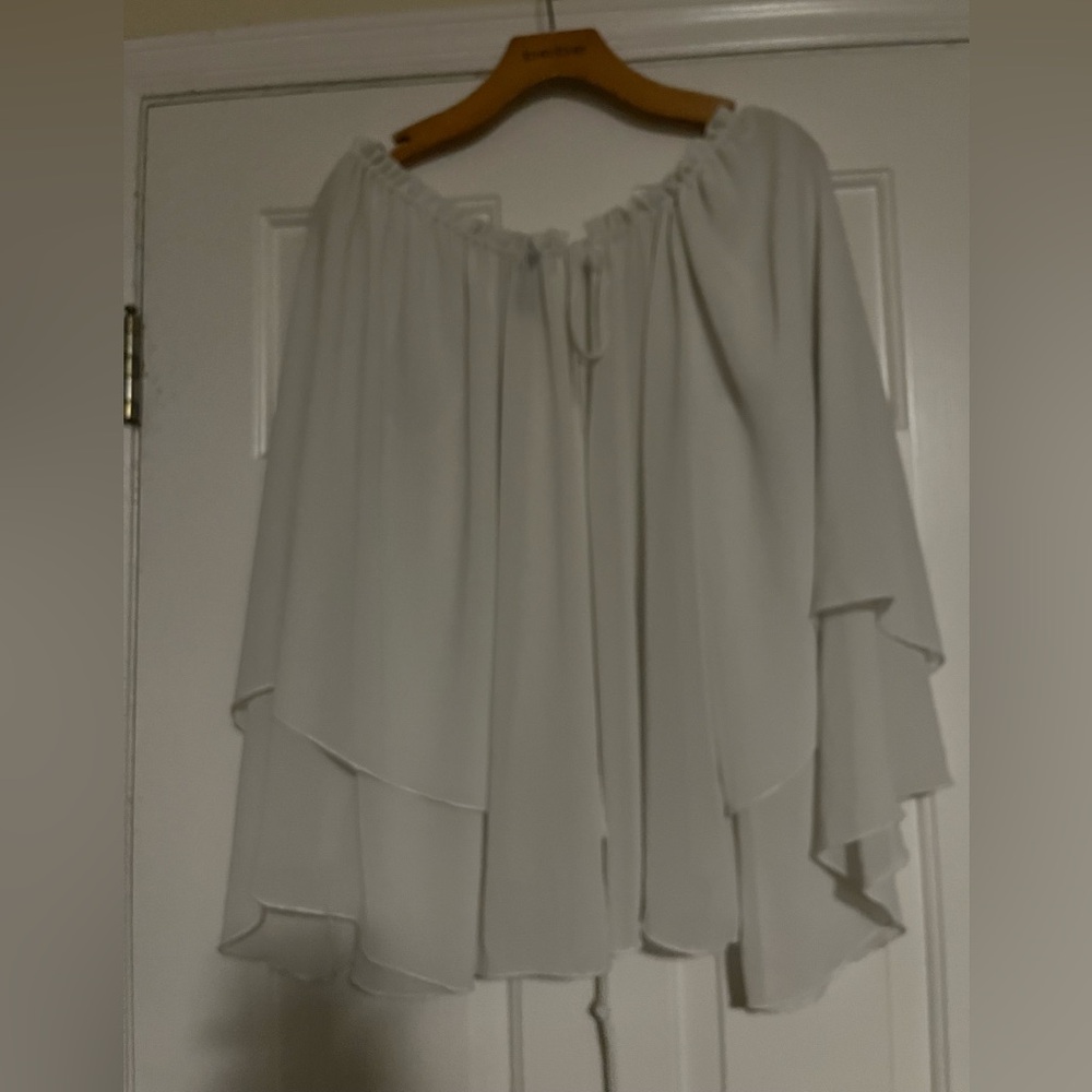 elan white flowy tiered boho top